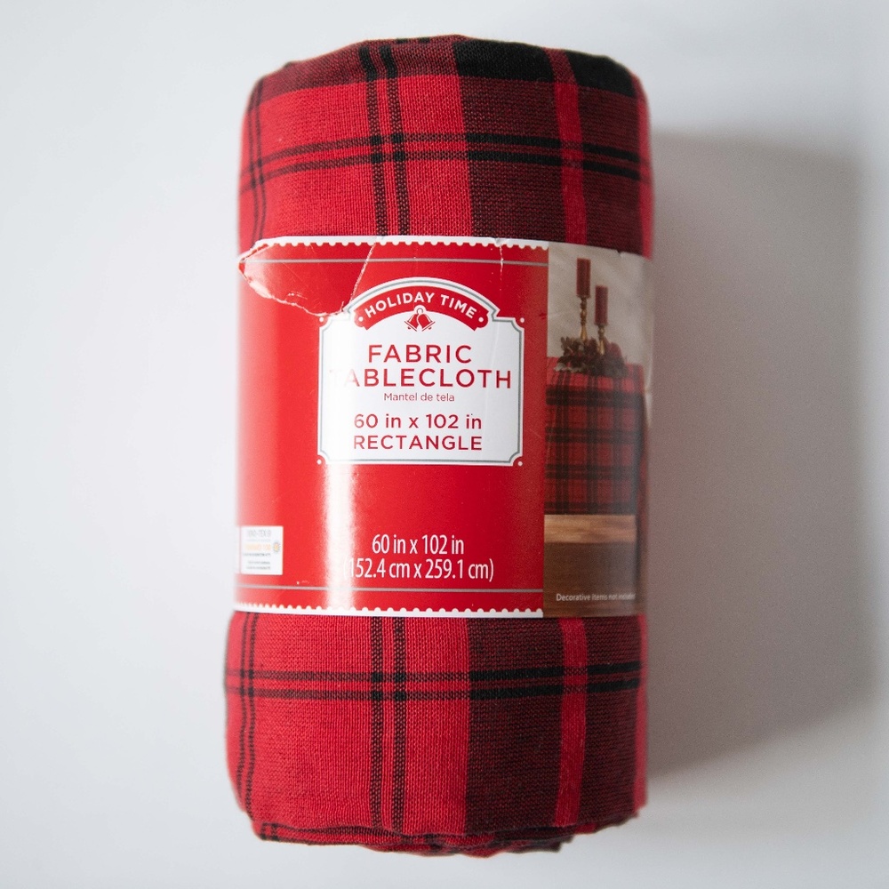 Holiday Time Christmas Buffalo Check Fabric Tablecloth